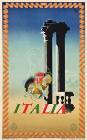ADOLPHE MOURON CASSANDRE (1901-1968). ITALIA. 1936. 39¾x24¾ inches, 101x62¾ cm. Coen
