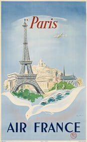 RÉGIS MANSET (1900-1978). AIR FRANCE / PARIS. 1952. 39¼x24¼ inches, 99¾x61½