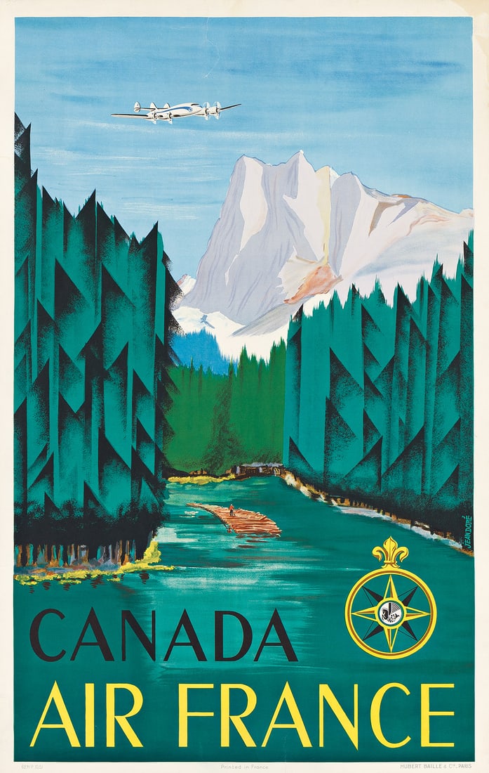 JEAN DORÉ (DATES UNKNOWN). CANADA / AIR FRANCE. 1951. 39x24½ inches, 99x62¼ cm. (1 of 1)