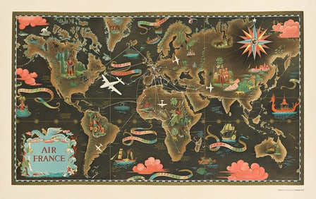 LUCIEN BOUCHER (1889-1971). AIR FRANCE. 1947. 15½x24¾ inches, 39½x63 cm. Perceval,