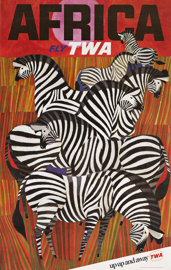 DAVID KLEIN (1918-2005). [FLY TWA / INTERNATIONAL]. Group of 10 posters. 1960s. Each approximately (1 of 1)