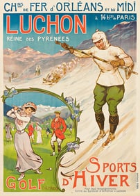 ERNEST LOUIS LESSIEUX (1848-1925). LUCHON / GOLF / SPORTS D'HIVER. Circa 1908. 42x29¾ inches,