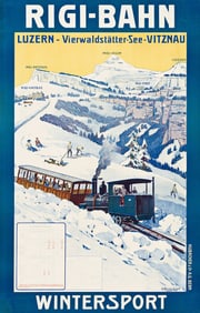 ANTON RECKZIEGEL (1865-?). RIGI - BAHN / WINTERSPORT. Circa 1909. 38x24½ inches, 96x62¼