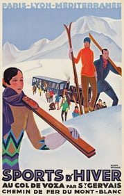 ROGER BRODERS (1883-1953). SPORTS D'HIVER. Circa 1929. 40¼x25¾ inches, 102¼x65½