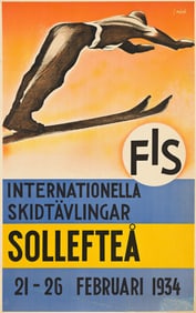 LINDVALL (DATES UNKNOWN). INTERNATIONELLA SKIDTAVLINGAR / SOLLEFTEA. 1934. 39¼x24½ inches,