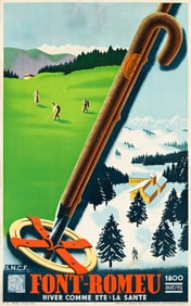DESIGNER UNKNOWN. FONT - ROMEU / HIVER COMME ÉTÉ : LA SANTE. 1937. 39¾x25 inches,