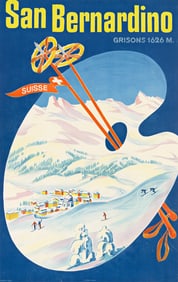 HERMANN A. KOELLIKER (1894-1965). SAN BERNARDINO / SUISSE. 1938. 39¾x25¼ inches,