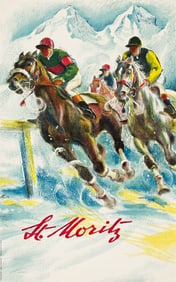 LIBIS (HERBERT LIBISZEWSKI, 1897-1985). ST. MORITZ. 1952. 40x25 inches, 101½x63½ cm. Gebr.