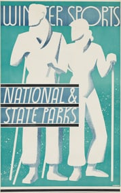 DOROTHY WAUGH (1896-1996). WINTER SPORTS / NATIONAL STATE PARKS. Circa 1934. 40x27¼ inches,