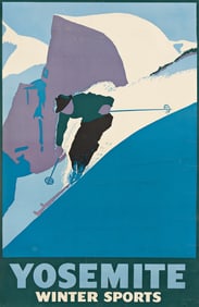 DESIGNER UNKNOWN. YOSEMITE WINTER SPORTS. Circa 1935. 39¾x25¾ inches, 101x65½ cm.