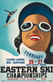JOE LEIBOW (DATES UNKNOWN). EASTERN SKI CHAMPIONSHIPS / NEW HAMPSHIRE. 1937. 34¼x22 inches,