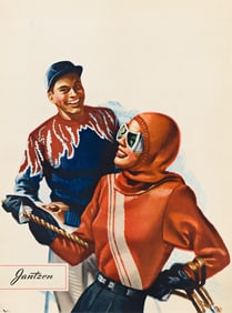 DESIGNER UNKNOWN. JANTZEN / [SKIING]. Circa 1955. 40¼x29½ inches, 102¼x75 cm.