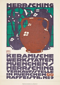LUDWIG HOHLWEIN (1874-1949). HERRSCHING / KERAMISCHE WERKSTÄTTEN. 1910. 45x31½ inches,