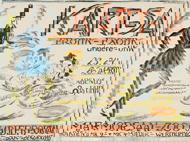 DESIGNER UNKNOWN. "KART - SA" / EROTIK - EXOTIK / MARMORSAAL - ZOO. Circa 1919. 29¾x36¾