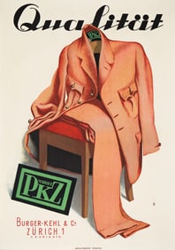 OTTO BAUMBERGER (1889-1961). PKZ / QUALITÄT. 1921. 50x35 inches, 127x89 cm. Wolfsberg, Zurich.
