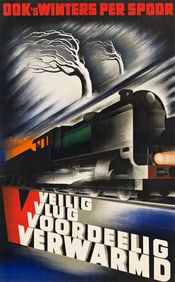 KEES VAN DER LAAN (1903-1983). VEILIG VLUG VOORDEELIG VERWARMD. Circa 1935. 39½x24½
