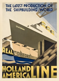 ADRIAAN VAN'T HOFF (1893-1939). HOLLAND AMERICA LINE / STATENDAM. 1928. 43¾x32½ inches,
