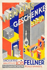 KARL STEINER (1902-1981). WEIHNACHTSGESCHENKE / DROGERIE LOIS FELLNER. Gouache maquette. Circa 1928.