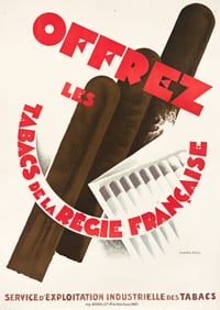 MARC REAL (DATES UNKNOWN). OFFREZ LES TABACS DE LA RÉGIE FRANÇAISE. Circa 1930. 62x44¼