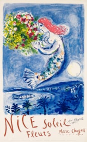 MARC CHAGALL (1887-1985). NICE SOLEIL FLEURS / [THE BAY OF ANGELS]. 1962. 39¼x24¼ inches,