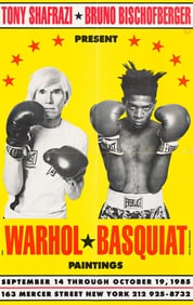 PHOTO BY MICHAEL HALSBAND (1956- ). BASQUIAT * WARHOL / PAINTINGS. 1985. 19x12 inches, 48¼
