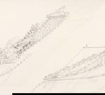 JEAN-LÉON GÉRÔME (1824 - 1904) Study for "Promenade de la Cour dans les jardins de: JEAN-LÉON GÉRÔME (1824 - 1904) Study for "Promenade de la Cour dans les jardins de Versailles". Pencil on two joined sheets of wove paper, circa 1895. 295x325 mm; 11⅝x12⅞ in