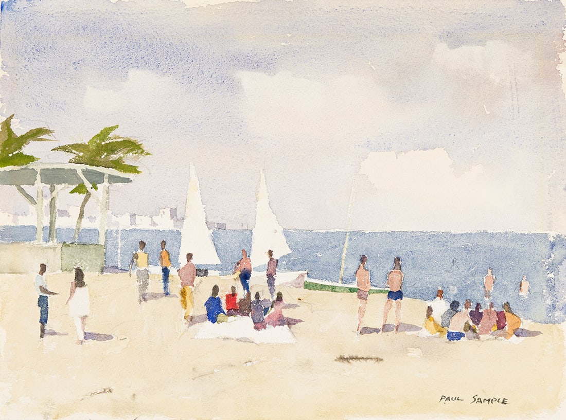 PAUL SAMPLE (1869 - 1974) Beach at Key West.: PAUL SAMPLE (1869 - 1974) Beach at Key West. Watercolor on paper. 230x310 mm; 9x12 inches. Signed lower right. Provenance Private collection, Maryland. Paul Sample's works are characterized by their