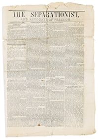 (ABOLITION.) The first (and only?) issue of a colonization newspaper, "The Separationist, and
