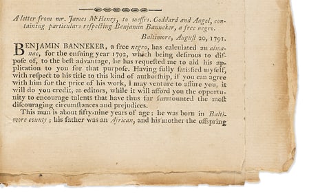 (BENJAMIN BANNEKER.) James McHenry. "An Account of Benjamin Banneker, a Free Negro,"