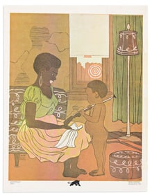 (BLACK PANTHERS.) Emory Douglas, artist. [Panther Mother and Child.]
