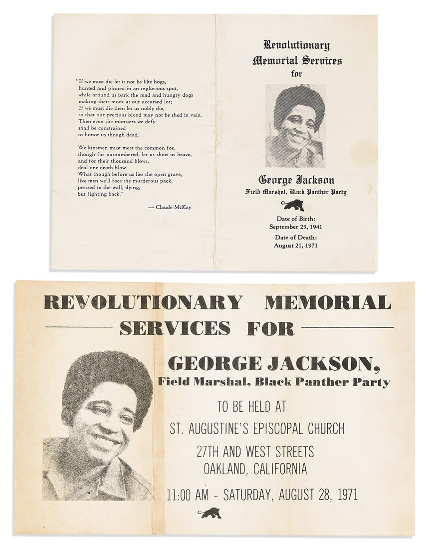 (BLACK PANTHERS.) Revolutionary Memorial Services for George Jackson: announcement and program. (1 of 1)
