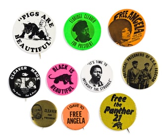 (BLACK PANTHERS.) Group of 10 different Black Panther pinback buttons.
