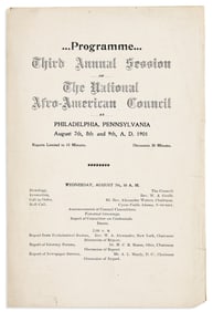 (CIVIL RIGHTS.) Programme, Third Annual Session of the National Afro-American Council.