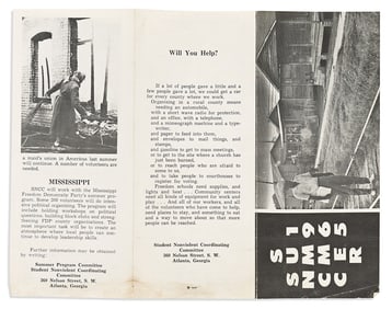 (CIVIL RIGHTS.) Group of SNCC fundraising and recruitment ephemera.
