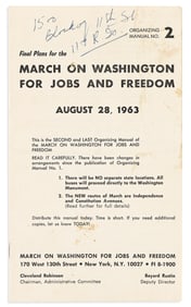 (CIVIL RIGHTS.) Final Plans for the March on Washington for Jobs and Freedom. Organizing Manual No.