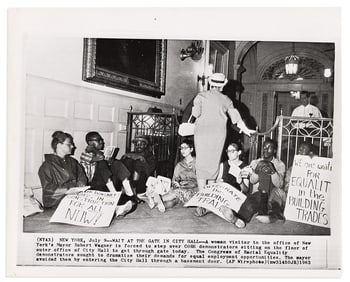 (CIVIL RIGHTS.) Group of 28 press photographs of New York City demonstrations, activists, and the