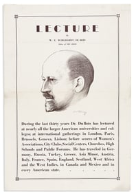 W.E.B. DU BOIS. Illustrated poster for his lectures.