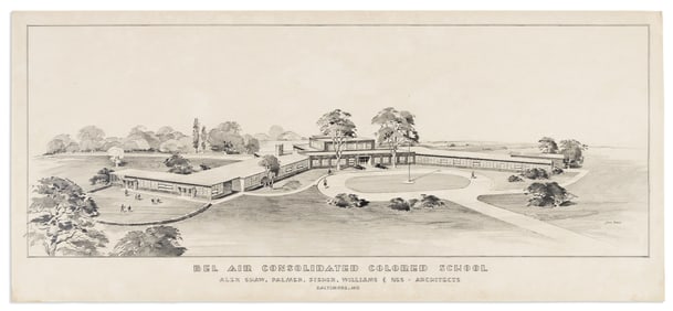 (EDUCATION.) John Baer, artist. Artist's rendering of the proposed Bel Air Consolidated Colored