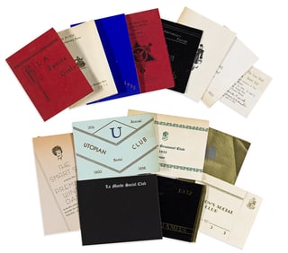 (ENTERTAINMENT.) Group of 75 social club invitations from 1930s Los Angeles.