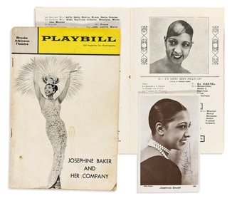 (ENTERTAINMENT.) Josephine Baker group: early Paris program with her image inside, signed photo
