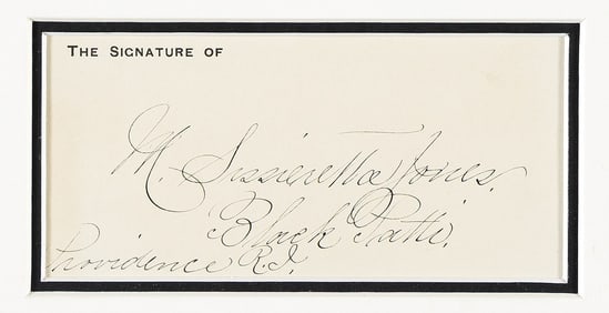 (ENTERTAINMENT--MUSIC.) Signature of the famed opera singer Sissieretta Jones.