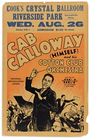 (ENTERTAINMENT--MUSIC.) Poster for an early appearance of Cab Calloway and his Cotton Club