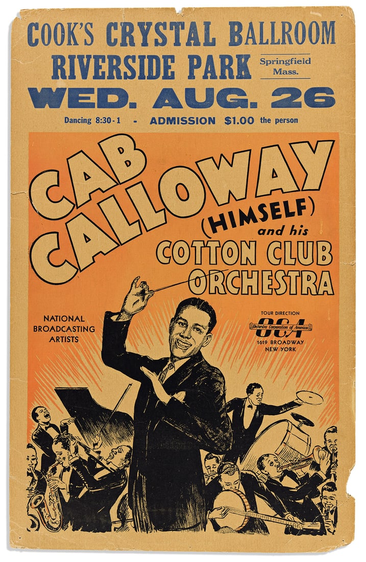 (ENTERTAINMENT--MUSIC.) Poster for an early appearance of Cab Calloway and his Cotton Club (1 of 1)