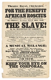 (ENTERTAINMENT--THEATER.) Ira Aldridge broadside for his starring role in "The Slave," and