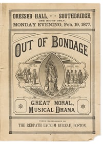 (ENTERTAINMENT--THEATER.) Program for "Out of Bondage," featuring Sam Lucas and the Hyer sisters.