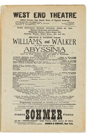 (ENTERTAINMENT--THEATER.) Program for a performance of Bert Williams and George Walker's Abyssinia