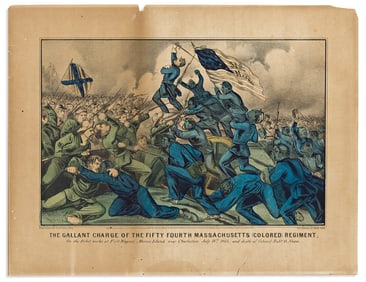 (MILITARY--CIVIL WAR.) The Gallant Charge of the Fifty Fourth Massachusetts (Colored) Regiment on