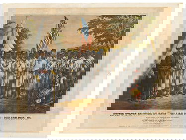 (MILITARY--CIVIL WAR.) P.S. Duval, lithographer. United States Soldiers at Camp "William Penn."