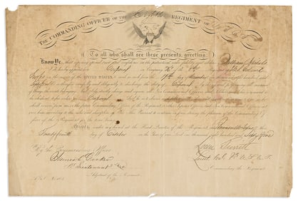 (MILITARY--CIVIL WAR.) Commission issued to a corporal in the 8th United States Colored Troops.