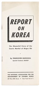 (MILITARY--KOREAN WAR.) Thurgood Marshall. Report on Korea: The Shameful Story of the Courts Martial